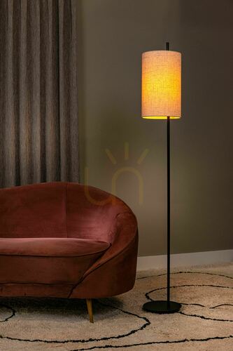 Skontrolujte Stojacia lampa Lucide MAGIC s ľanovým tienidlom, čierna a krémová, 165 cm, E27, 68711/81/30
