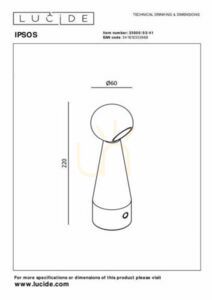 Bezdrôtová stolová lampa Lucide IPSOS 33500/03/41, LED 3 W, 250 lm, 2700 K, taupe, 22 cm, nabíjanie USB small 4