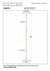 Stojacia lampa Lucide Zenith LED biela moderná 180 cm small 5