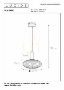 Závesné svietidlo Lucide MALOTO zlaté sklo 30 cm E27 45386/30/62 small 10