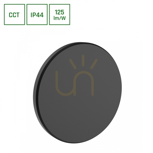 Skontrolujte Piatta 9 W Cct 230 V Ip44 120x47 mm čierna okrúhla fasáda.