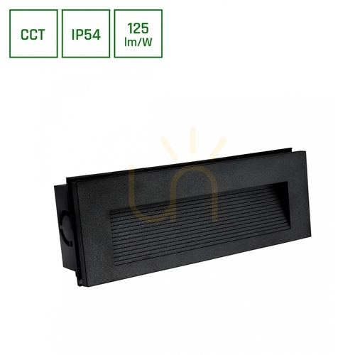 Skontrolujte Encanta Asymmetric 6 W Cct 230 V Ip54 230x84x52 Mm čierna zapustená fasáda.