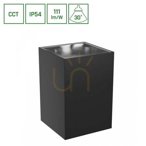 Skontrolujte Torre 9 W Cct 230 V Ip54 99x78x117 Mm čierna štvorcová fasáda jednosmerná.
