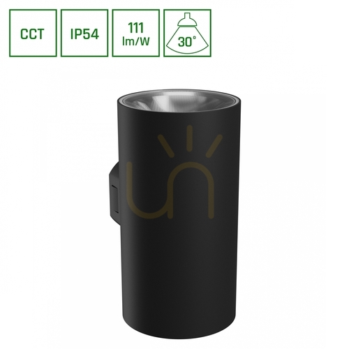 Skontrolujte Torre 18 W Cct 230 V Ip54 99x78x162 mm čierna okrúhla fasáda obojstranná.