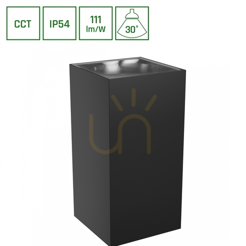 Skontrolujte Torre 18 W Cct 230 V Ip54 99x78x162 Mm čierna štvorcová fasáda obojsmerná.