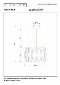 Závesné svietidlo Lucide GLINSTAR 34447/40/99 sivé 40 cm E27 160 cm small 6
