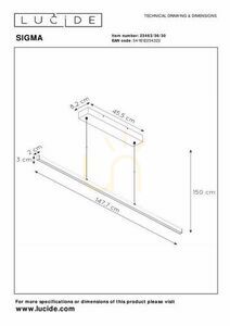 Závesné LED svietidlo Lucide Sigma čierne 36 W 2250 lm 3000 K, 23463/36/30 small 1