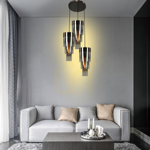 GRANS Trojitá okrúhla závesná lampa s tromi valcovými tienidlami Aviano small 1