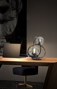 Stolná lampa Aviano NANCY 8014-205, čierny chróm, dymové tienidlo Ø 26 cm, 2 × G9, 780 lm, 3000 K, žiarovky súčasťou small 1