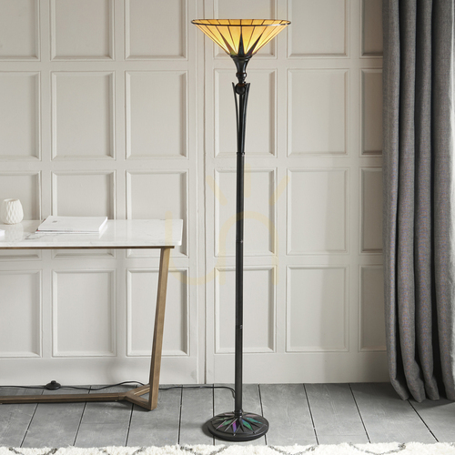 Skontrolujte Tmavá hviezda Tiffany Viacfarebná stojaca lampa 64042 Interiéry.