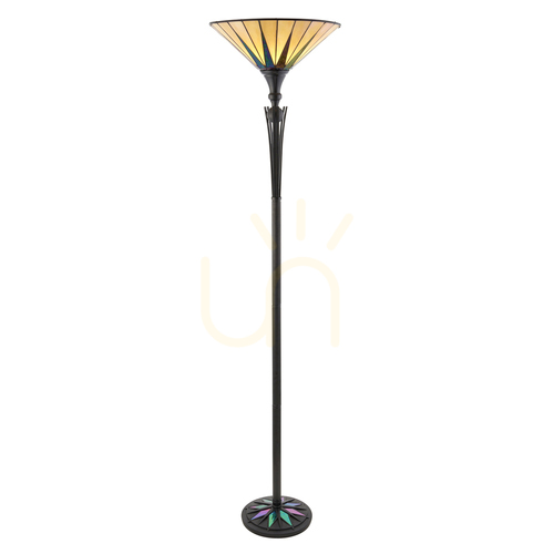 Skontrolujte Tmavá hviezda Tiffany Viacfarebná stojaca lampa 64042 Interiéry.
