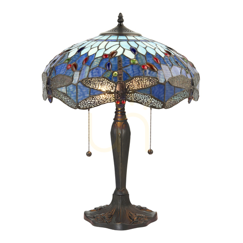 Skontrolujte Stolová lampa Interiors Dragonfly Tiffany modrá 64089