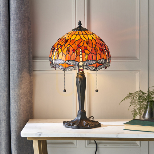 Skontrolujte Stolová lampa Dragonfly Tiffany Multicolor 64092 Interiéry.