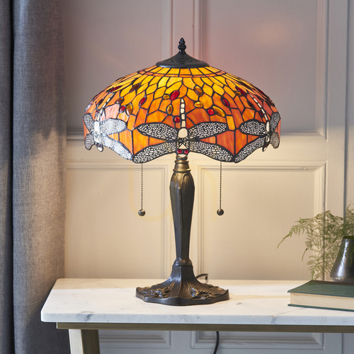 Skontrolujte Stolová lampa Dragonfly Tiffany Multicolor 64093 Interiéry.