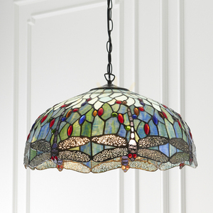 Závesná lampa Interiors Dragonfly Tiffany modrá 3x E27 50 cm 66148 small 4