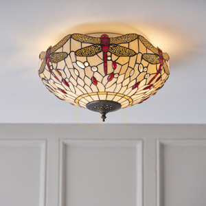 Plafón Interiors Dragonfly Tiffany béžový sklo oceľ 41 cm 70723 small 2