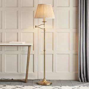 Stojacia lampa Interiors Stanford mosadzná, béžové tienidlo, E27, 160 cm small 2