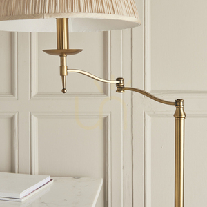 Stojacia lampa Interiors Stanford mosadzná, béžové tienidlo, E27, 160 cm small 5