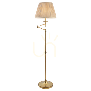 Stojacia lampa Interiors Stanford mosadzná, béžové tienidlo, E27, 160 cm small 0