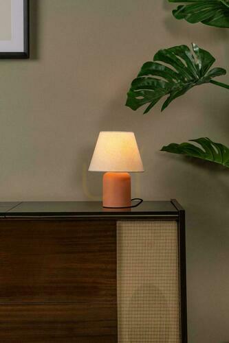 Skontrolujte Stolová lampa Lucide Macia terakotová keramika ľan E14 27 cm 06527/01/55