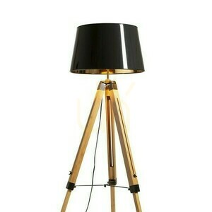 Alvis/Ridick Stojacia lampa lesklá čierna fólia zlatá/bambus/čierna 230 V Led E27 15 W. small 1