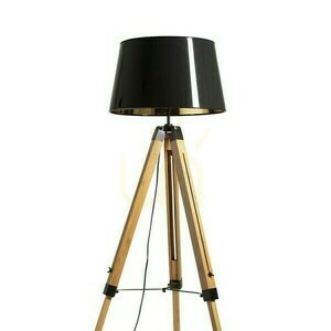 Alvis/Ridick Stojacia lampa lesklá čierna fólia zlatá/bambus/čierna 230 V Led E27 15 W. small 3