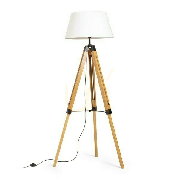 Alvis/Ambitus 46 Stojacia lampa Biely bambus/čierna 230 V Led E27 15 W.