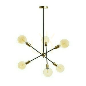 Artemia 6 Závesné svietidlo na tyči Čierna brúsená mosadz 230 V Led E27 6x15 W. small 0