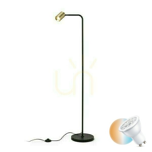 Skontrolujte Flynn I Stojaca lampa čierna/mosadz brúsená 230 V Led Gu10 9 W.