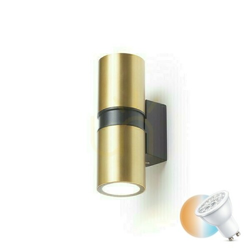 Skontrolujte Vonkajšie nástenné svietidlo Mano Brushed Brass/Black 230 V Led Gu10 2x8 W Ip54