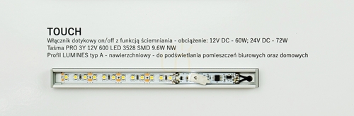 Skontrolujte Vypínač pre LED pásy TOUCH so stmievačom PWM 60W/12V 72W/24V
