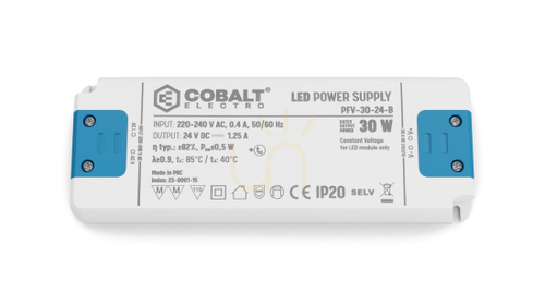 Skontrolujte Napájací zdroj CobaltElectro PFV 24V 30W IP20 B LED.
