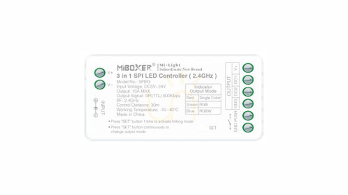 Skontrolujte MiBoxer CONTROLLER 5-24V 10A RF MONO/RGB/+W - SPI PL-SPIR3