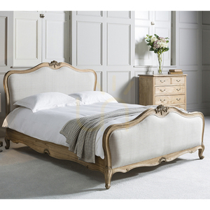 Čalúnená posteľ Chic 5' Weathered z ľanu a dreva Mindy Ash – Gallery Direct small 1