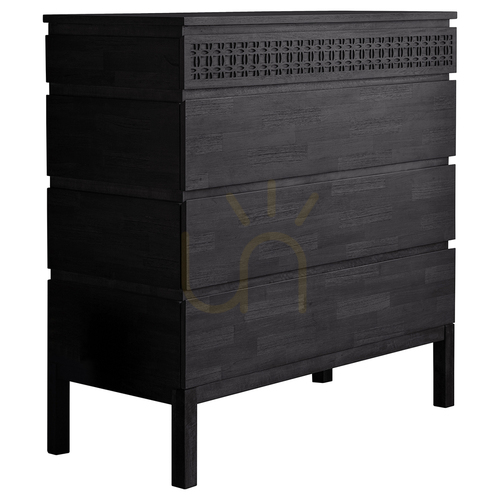 Skontrolujte Komoda Gallery Direct Boho Boutique 4 zásuvky čierna mango 100 x 46 x 104 cm