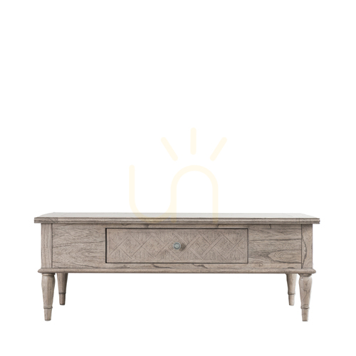 Skontrolujte Konferenčný stolík Gallery Direct Mustique 120 × 60 cm prírodný masívne drevo so zásuvkou