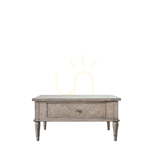 Konferenčný stolík Gallery Direct Mustique Square 90x90 cm, 2 zásuvky, prírodné drevo small 0