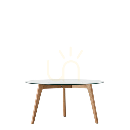 Skontrolujte Konferenčný stolík Gallery Direct Blair okrúhly, dub a číre tvrdené sklo 90 cm