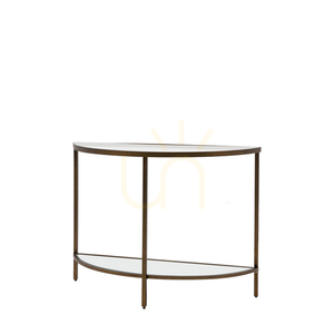 Konzolový stolík Gallery Direct Hudson demi lune bronzový kov/sklo 100 × 35 × 75 cm small 2