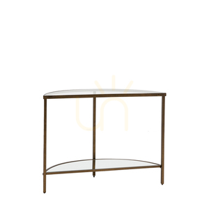 Konzolový stolík Gallery Direct Hudson demi lune bronzový kov/sklo 100 × 35 × 75 cm small 4