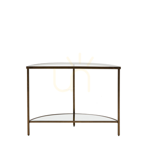 Konzolový stolík Gallery Direct Hudson demi lune bronzový kov/sklo 100 × 35 × 75 cm small 5