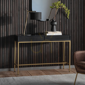 Konzolový stolík Gallery Direct Ripple 110 cm čierny/zlatý s 2 zásuvkami small 1
