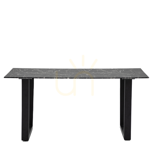 Skontrolujte Jedálenský stôl Gallery Direct Davidson čierny mramorový efekt sklo/železo 160 cm