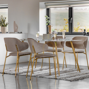 Jedálenský stôl Gallery Direct Evans 160 cm biely mramorový efekt/zlatý podstavec 3 Jedálenský stôl Gallery Direct Evans 160 cm biely mramorový efekt/zlatý podstavec small 3