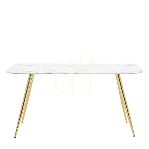 Skontrolujte Jedálenský stôl Gallery Direct Evans 160 cm biely mramorový efekt/zlatý podstavec