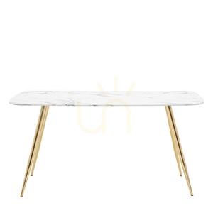 Jedálenský stôl Gallery Direct Evans 160 cm biely mramorový efekt/zlatý podstavec 0 Jedálenský stôl Gallery Direct Evans 160 cm biely mramorový efekt/zlatý podstavec small 0