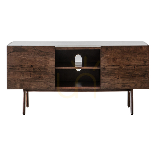 Skontrolujte TV stolík Gallery Direct Barcelona 136 cm akácia tmavé drevo/mramor