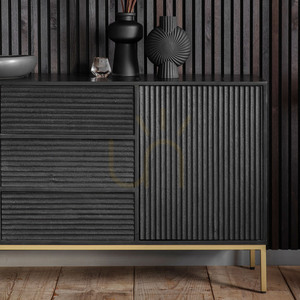 Príborník Gallery Direct Ripple 2 dvere 3 zásuvky čierny/zlatý 150 cm 2 Príborník Gallery Direct Ripple 2 dvere 3 zásuvky čierny/zlatý 150 cm small 2