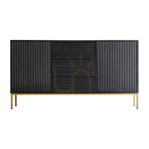 Skontrolujte Príborník Gallery Direct Ripple 2 dvere 3 zásuvky čierny/zlatý 150 cm