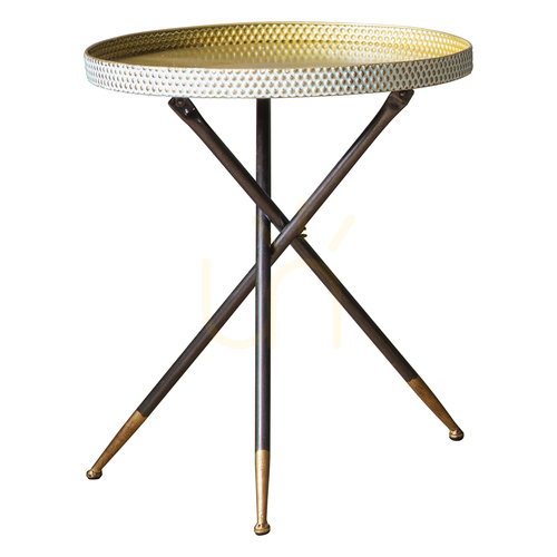 Skontrolujte Príručný stolík Gallery Direct Epsom Tripod kovový kačacie vajce/zlatý 52 x 58 cm